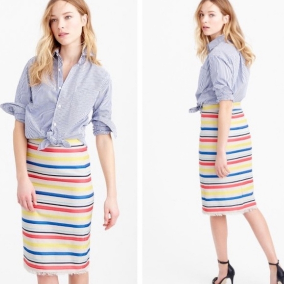 J.Crew Colorful Jacquard Midi Frayed Hem Skirt - Picture 1 of 12